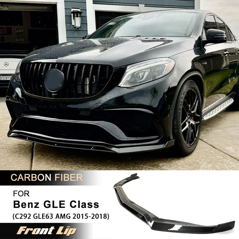 Car Front Bumper Lip Spoiler for Mercedes Benz GLE Class C292 GLE63 AMG 2015-2018 Front Lip Chin Apron Splitter Carbon Fiber FRP