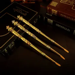 HTISOK 3PCS Eastern Orthodox Church Brush Orthodox Holy Oil Ceremonial Articles Gold Plated Prayer Fountain Pen Religious Gifts