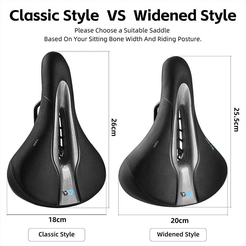 WEST BIKING Bicycle Saddle Hollow Widen MTB Road Bike Saddle Shock Absorbing With Tailight Cycling Folding Bikes PU Cushion