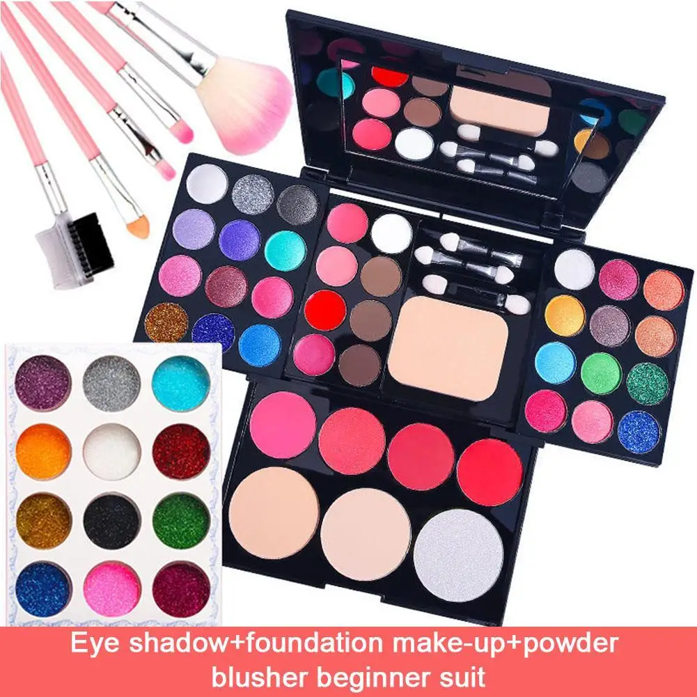 Juego de paleta de maquillaje de 3 capas, 39 colores, colorete, brillo de labios, brillo, paleta de sombras de ojos, Kit de maquillaje, cepillo, espejo, juego de cosméticos