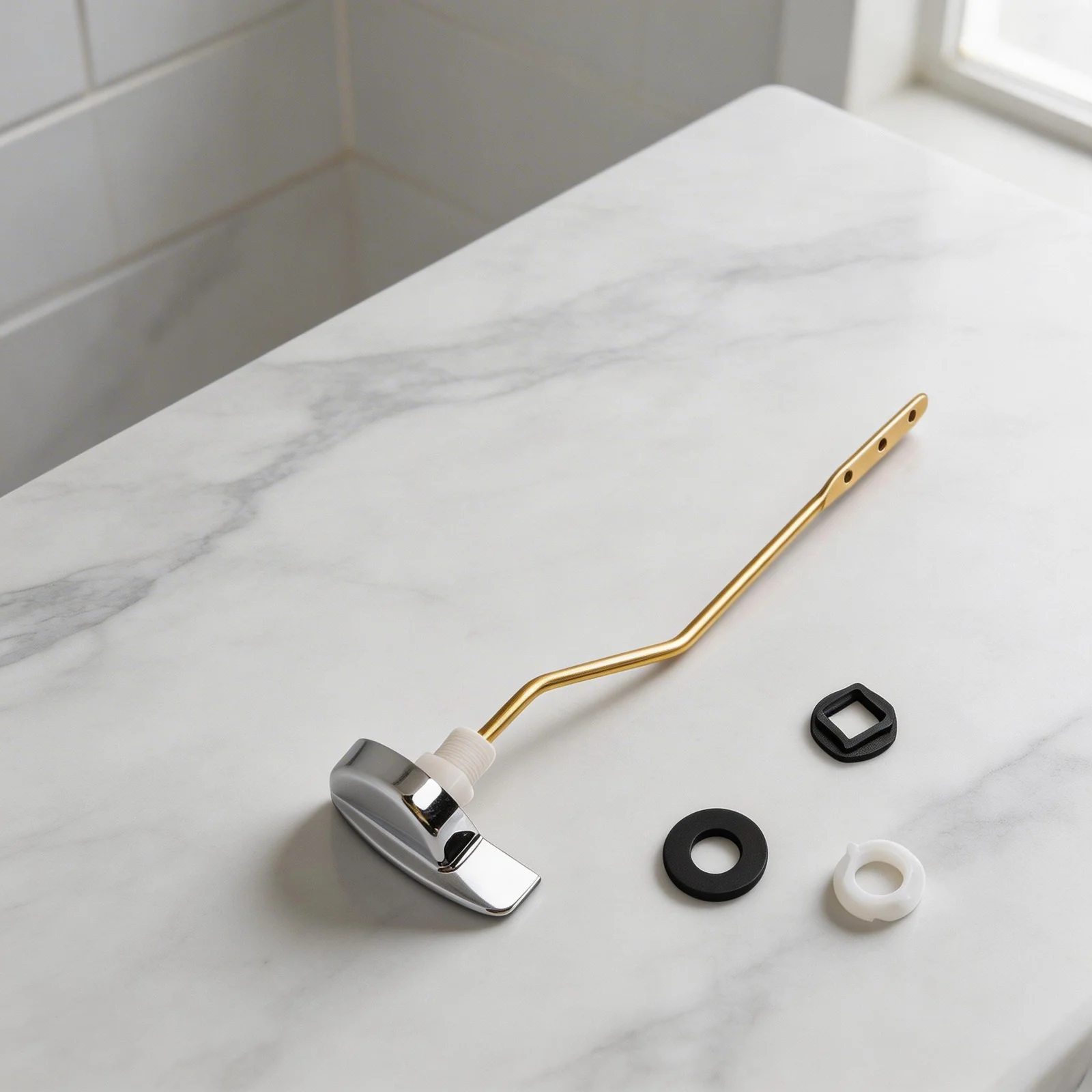 Toilet Tank Flush Lever Replacement Side Front Mount Toilet Lever Handle Angle Toilet Tanks Accessories ABS+Aluminum