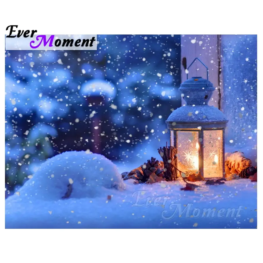

Home Decoration Ever Moment Full Square Drill Diamond Painting Snow Lantern Night Picture Mosaic Diamond Embroidery S2F006