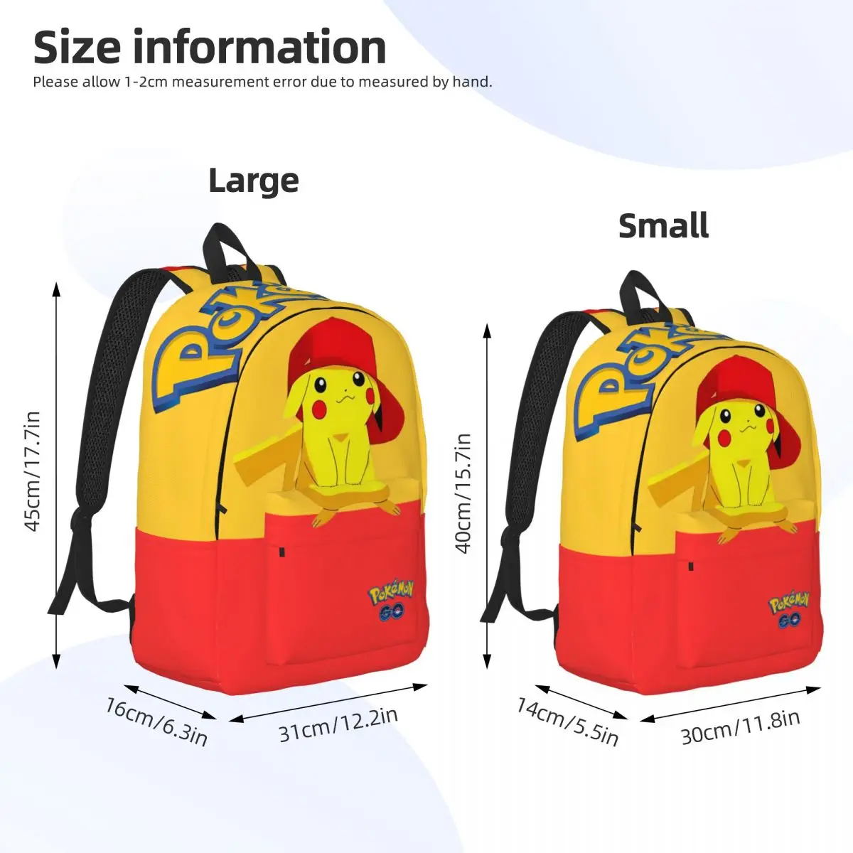 Light Pokemon Copia De Panda Sticker Schoolbag Picnic Zipper Closure Pocket Monster Pikachu Student Backpack Back To School Gift