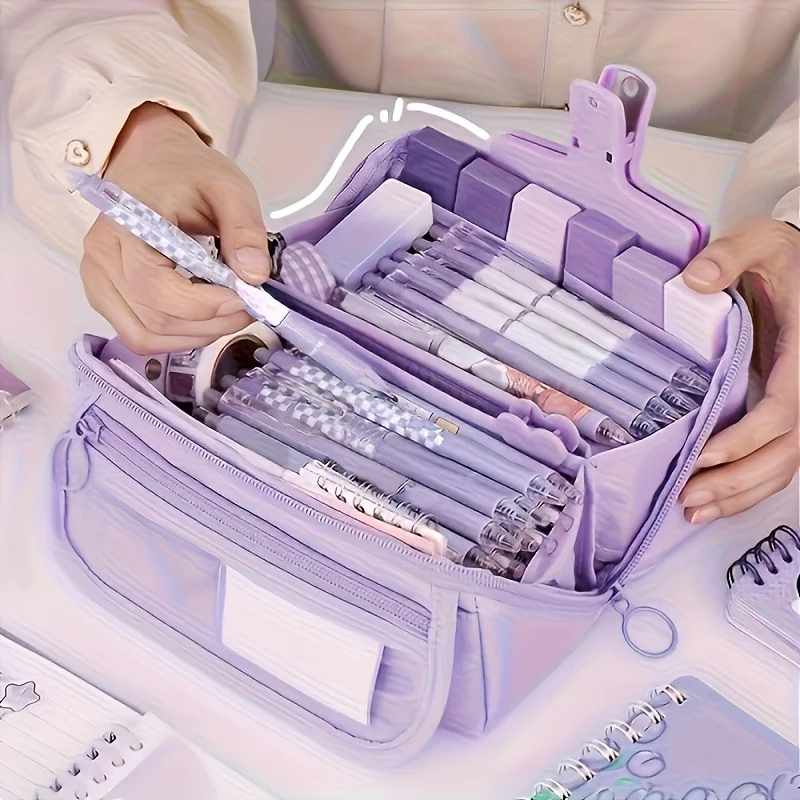 Multi-Laye Pencil Case Large Capacity Student Stationery Case Pencil Bag Stationery Bag Multi-function Tabletop Storage Box