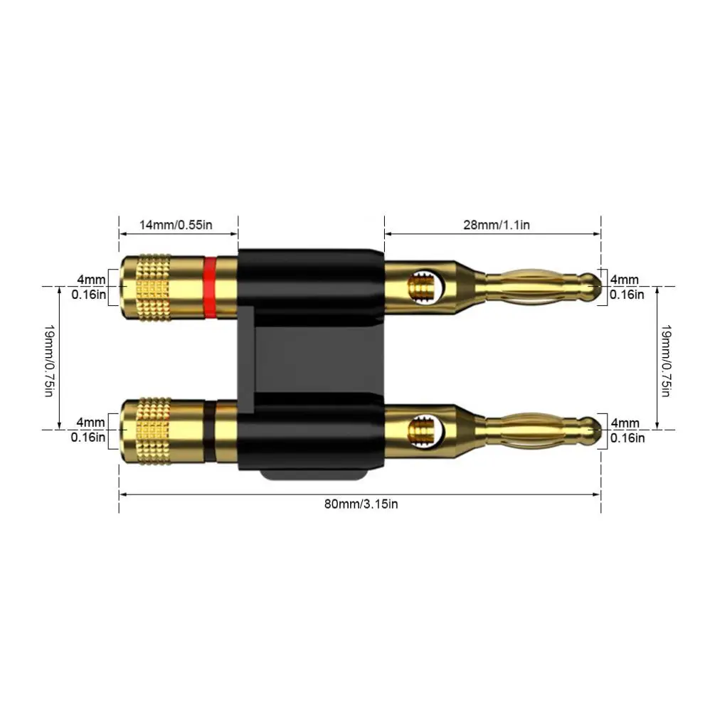 Gold Plated Banana Plug Connector Speaker Plug with Dual Terminals for Speaker Digital Multimeter Power Strip