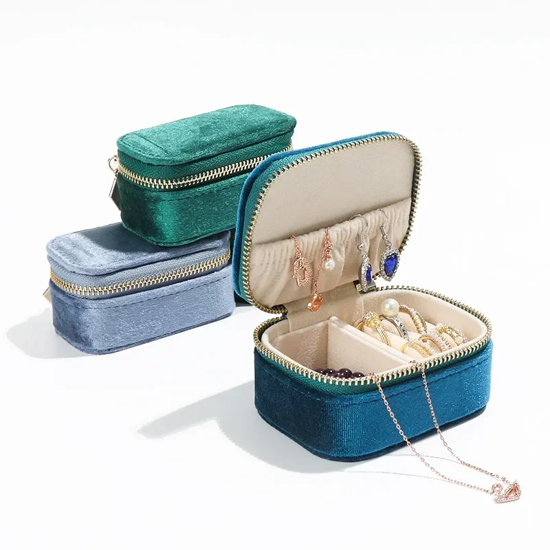 2024 Mini Velvet Jewelry Organizer Box for Women Travel Portable Earrings Ring Necklace Storage Jewelry Packaging Display Box