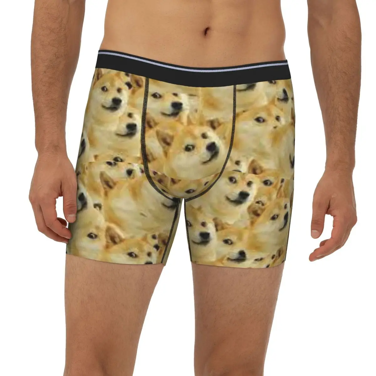 

Long Boxer Underpants Shorts Doge Meme Panties Male Ventilate Underwear for Homme Man Boyfriend Gifts