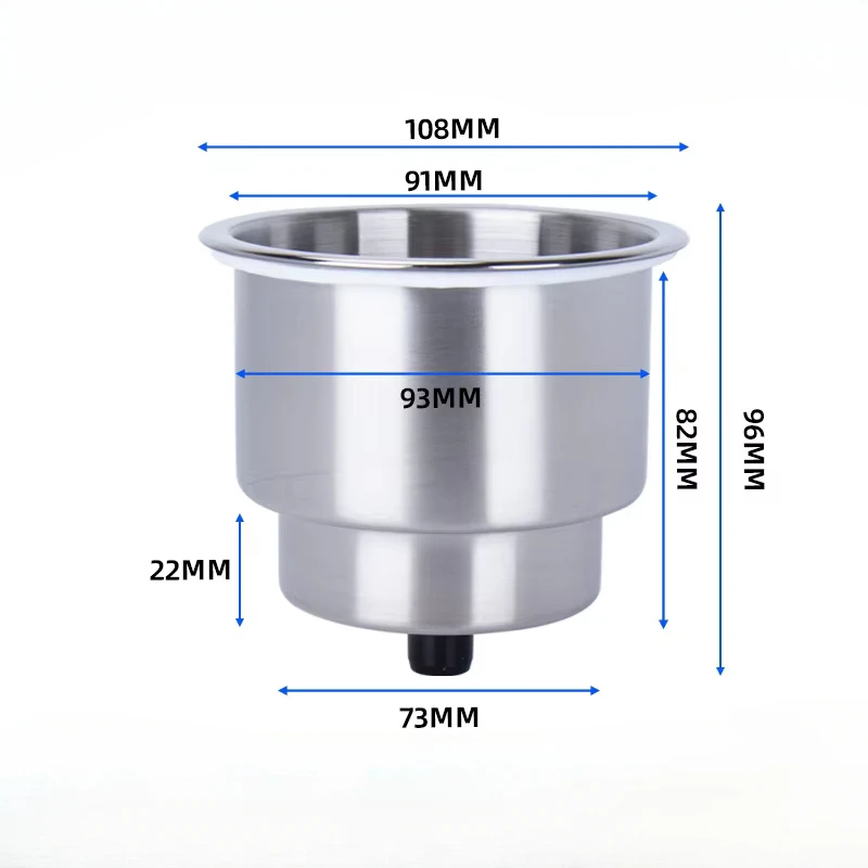 1/4Pcs Stainless Steel Marine Boat Recessed Cup Shape Drink Bottle Holder Base with Drain for Ship RV Camper Accessories