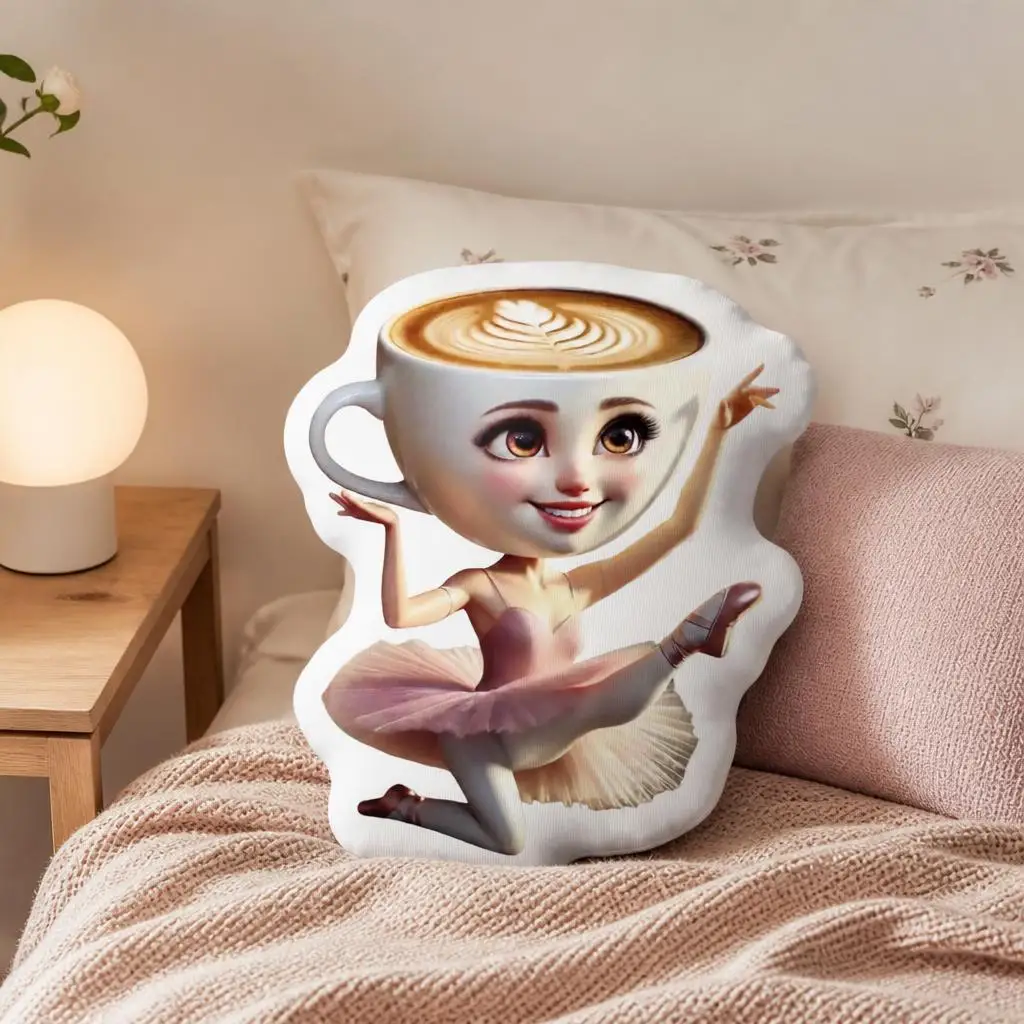 Ballerina Cappuccina Italian Brainrot Plush Pillow Shaped Stuffed Cushion Ballet Throw Pillow for Sofa Home Decor Gift Idea