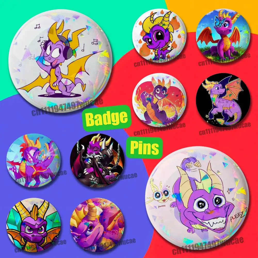 For Spyro the Dragon Badge Cover Custom 75mm 58mm Pin Insignia Emblem Round Laser Film