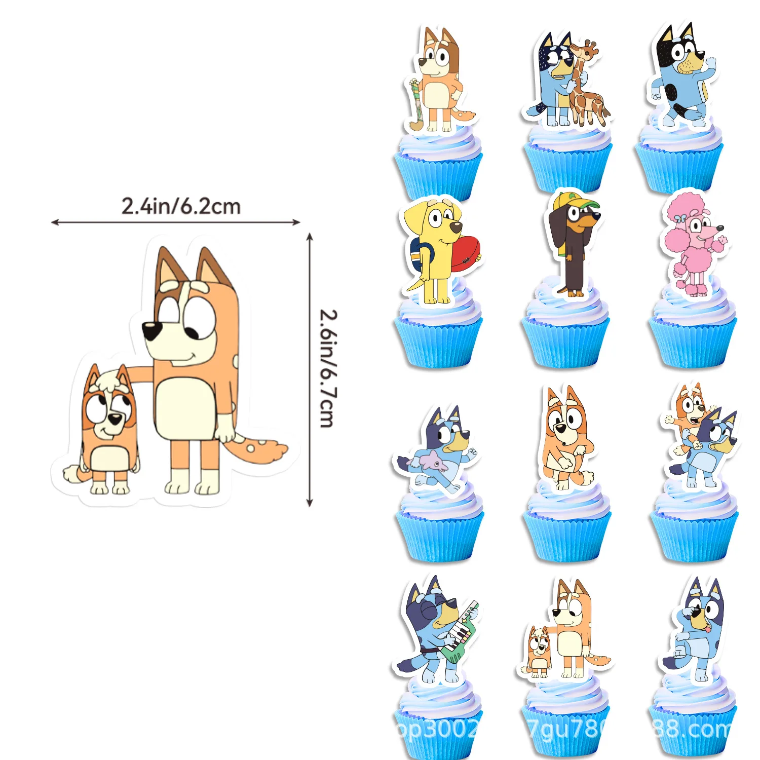 Cute Bluey series Birthday Party dinnerware Disposable Banner Cake Topper Hanging Flag bluey Balloons Set Birthday Decoration