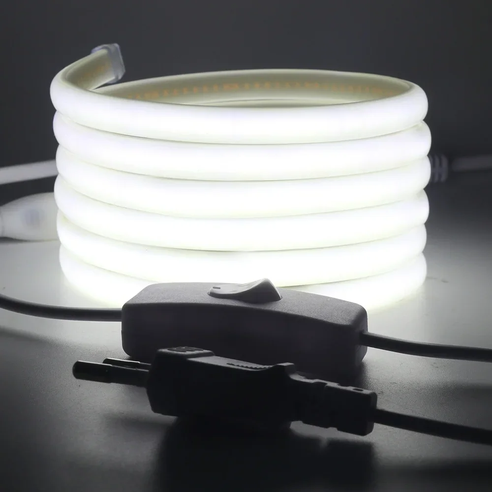 Dimmable COB LED Neon Strip Light Dimmer Switch Power Kit 220V 288 LEDs High Density Linear Lighting IP67 Waterproof Flex Ribbon