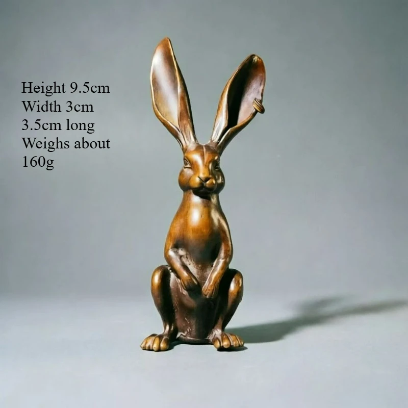 Retro Aged Copper Solid Zodiac Long-eared Rabbit Fashion Home Living Room Desktop Independent Ornaments Decorative Crafts Gifts