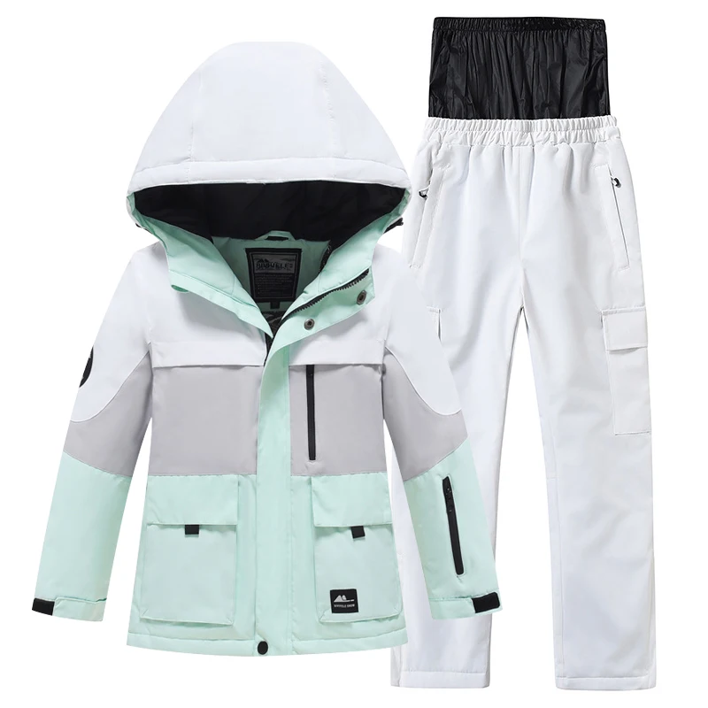 

-30℃ Children's snow suit waterproof jacket and pants Warm ski suits for boys and girls aged 5-16 Luxury thickened off-road snow