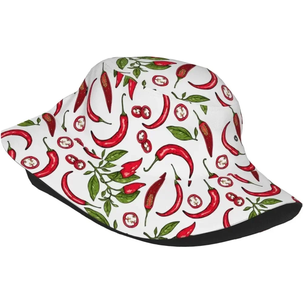 Red Pepper Chili Fisherman Cap Summer Unisex Printing Bucket Hat Outdoor Gardening Beach Camping Hiking Fishing Caps