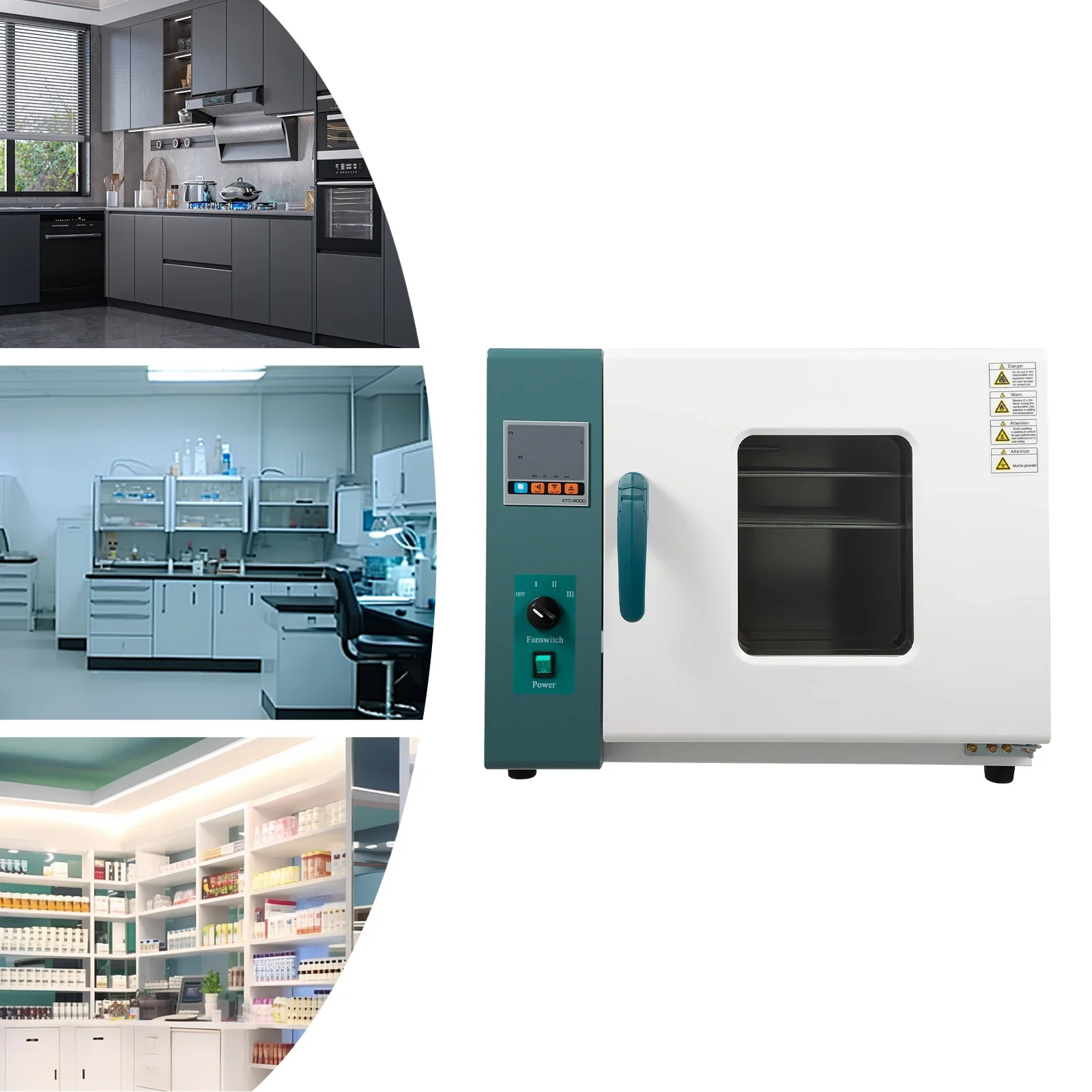 فرن حراري للمختبر بقدرة 1000 وات، فرن تجفيف حراري قسري رقمي صناعي مع جهاز تحكم ذكي في درجة الحرارة أفقيًا