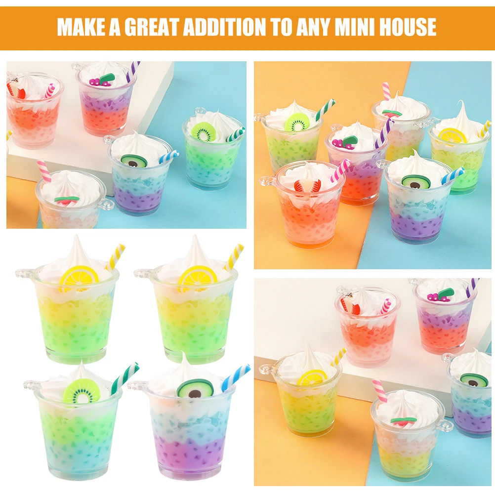 

4 Mini Luminous Fruit Cups Glow in Dark Plastic Coffee Mug Keychain Crafts DIY Accessories Jewelry Making Cup Charms