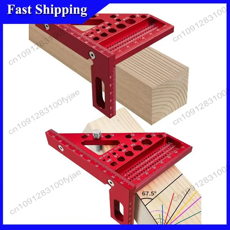 

-X07A Деревообрабатывающий квадратный транспортир, Деревообрабатывающий квадрат с дюбелями, треугольная линейка под углом из алюминиевого сплава, угловая чертилка