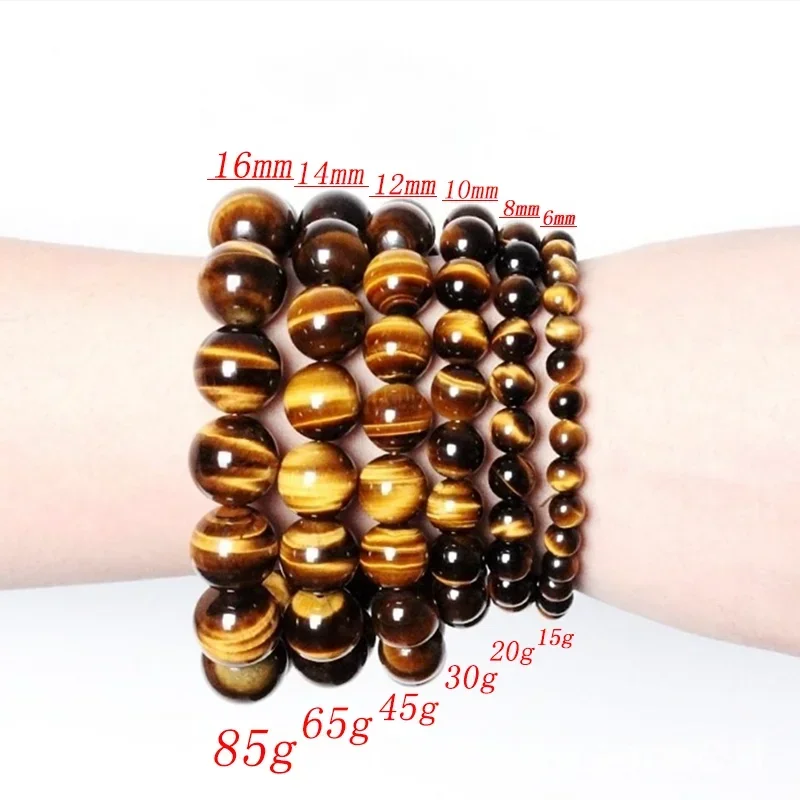 Pulsera de ojo de tigre para hombre y mujer, joyería de piedra Natural, cuerda elástica de Buda curativo, pulsera de cuentas de cristal para pareja