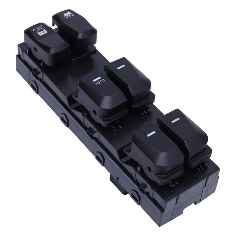 6-Button Driver Window Control Panel with AUTO and Lock Icons, Black Housing, and 93570-2S000 Reference to Support Part 68UF