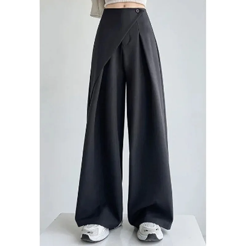 2025 Suit Wide-Legged Pants Women Chic Solid High Waist Loose Casual Trousers Fashion Elegant Commuter Spring Fall Pants
