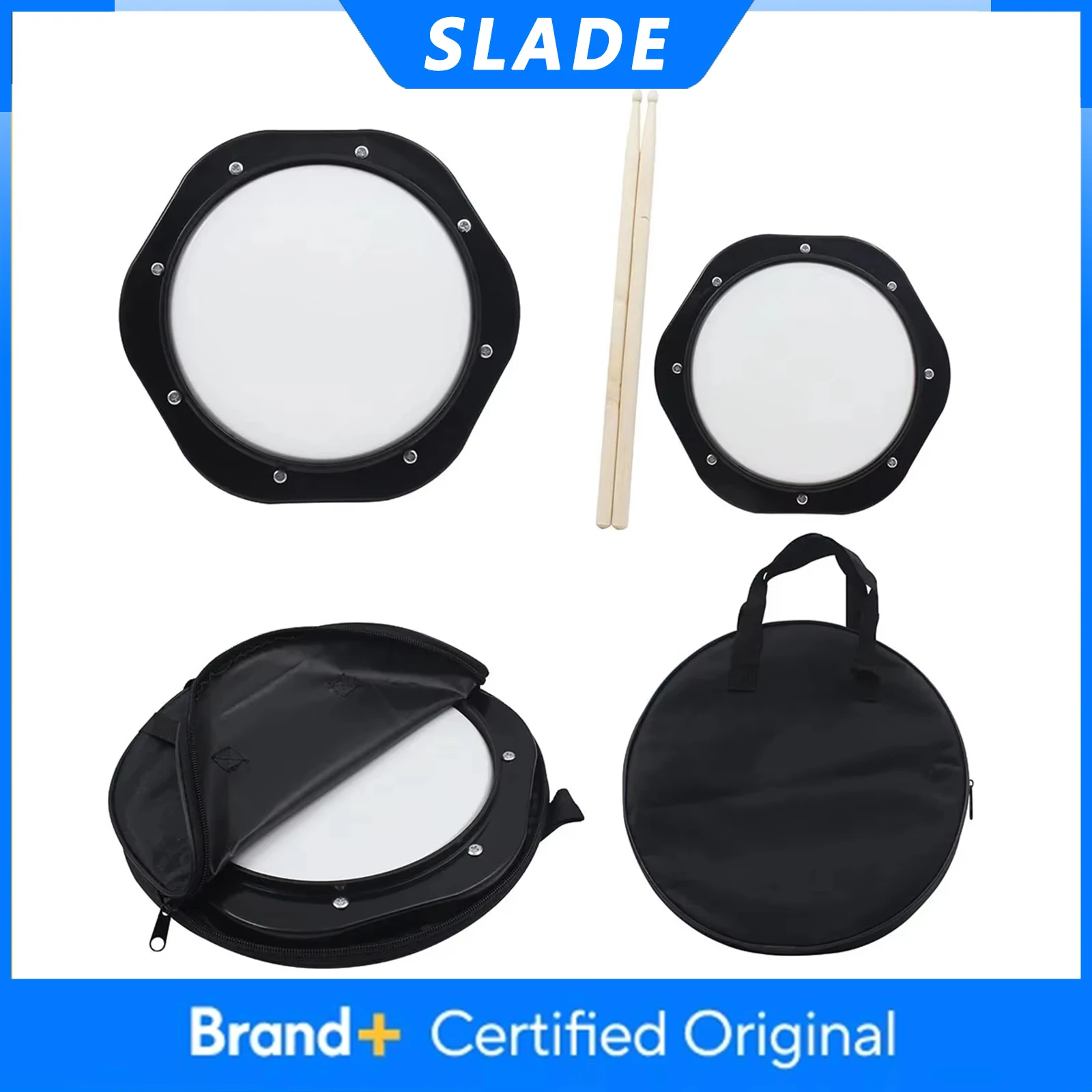 

Бесшумный барабан SLADE 10 дюймов, джазовый стиль, из ABS-пластика, портативный, с чехлом и палочками, ударный музыкальный инструмент