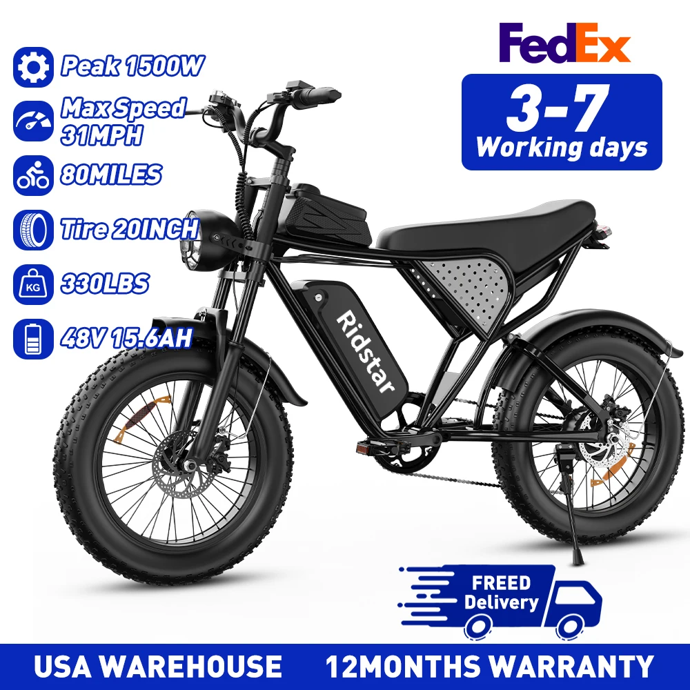 

Peak 1500W Max Speed 31 MPH Electric Bike for Adults Battery 48V 15.6AH E-Bike Electric Bicycle 20x4" Fat Tire Mountain Bike