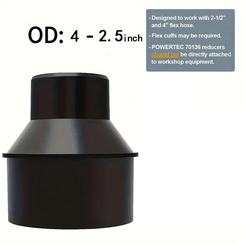 4Inch Hose To 2-1/2Inch Hose Cone Reducer Dust Collection Fittings Dust Collection Hose Connector