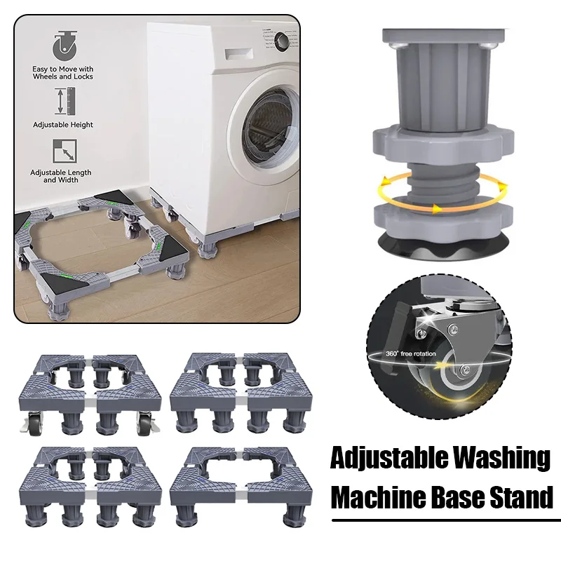 Adjustable Washing Machine Stand Lifting Pad Refrigerator Fridge Raised Base Universal Washer Dryer Support Holder Shockproof