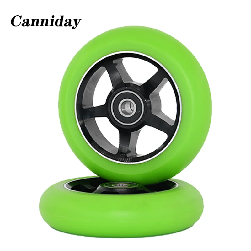 100mm Stunt Scooter Wheels Aluminum Alloy Wheels High Elastic Speed Skating PU 88A Wheels 2pcs/set