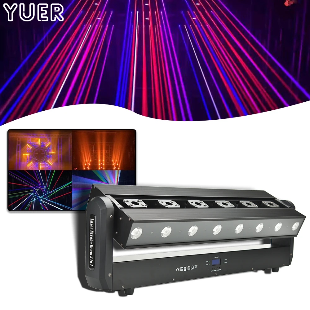 Proyector láser con cabezal móvil para DJ, dispositivo de luz estroboscópica 3 en 1 con cabezal móvil, efecto de iluminación para escenario, discoteca, fiesta de música, Club y Bar, RGB, 6 cabezales