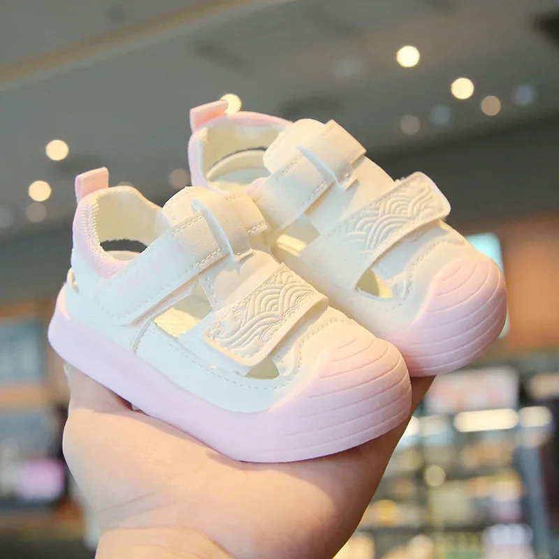Baby Casual Shoes Toes Capped Soft Sole 2025 Summer New Boys Girls Walking Shoes Non-slip Kids Sandals T-Strap Breathable Cute