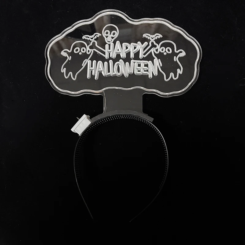 Halloween Light Up Headband Halloween Club Masquerade Cosplay Costume Accessories Pumpkin Skull Spider LED Headband Blinking view 6