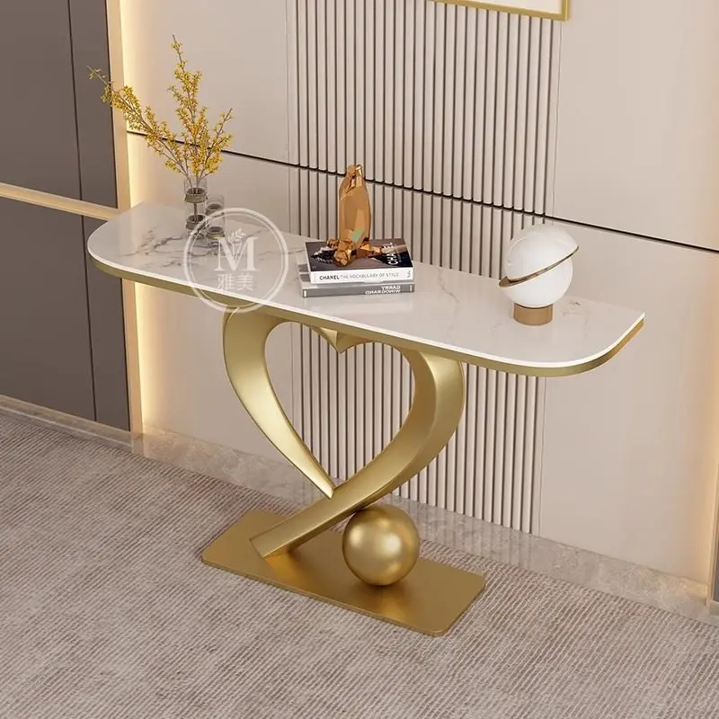Italian light luxury slate console table, modern simple entrance table, entrance cabinet against the wall, living room