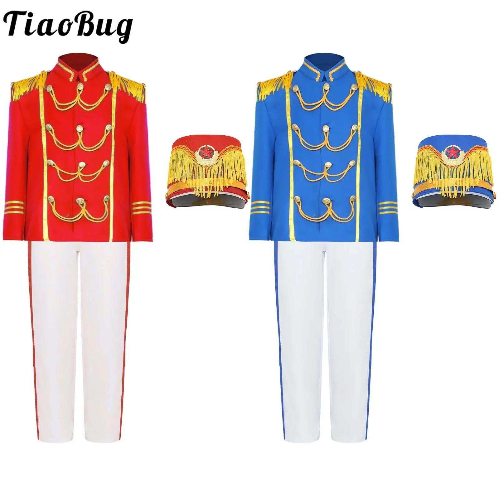 

Boys Girls Drum Major Team Costume Teens Drummer Trumpet Marching Band Performance Outfit Uniforms Honor Guard Stage Show Set