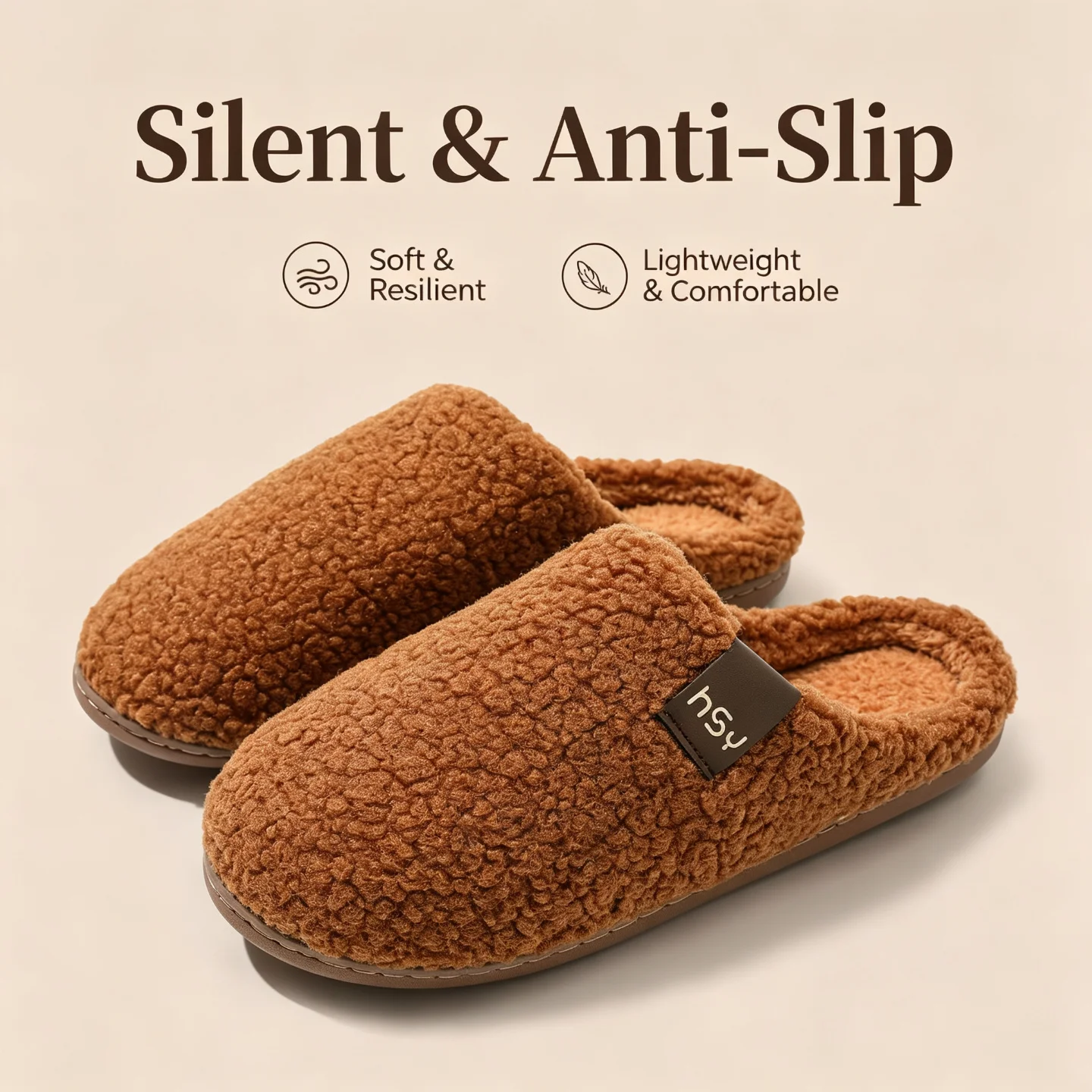 Winterwarme Plüsch-Hausschuhe für Damen und Herren, weiche, dicke Sohle, rutschfest, geräuschlos, für den Innenbereich, Baumwollschuhe, lässige Paar-Schuhe. – Detail 14