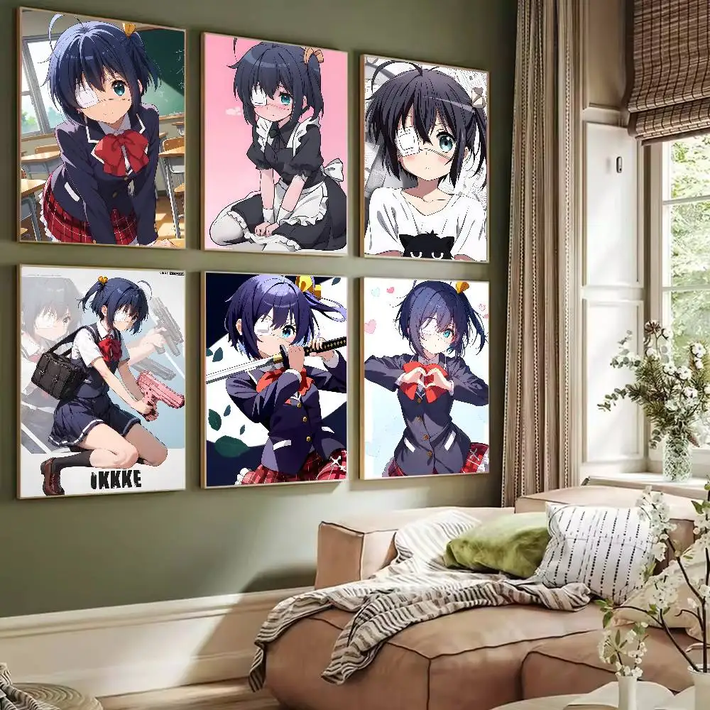 أنيمي الحب Chunibyo الأوهام الأخرى تاكاناشي ريكا ملصق ذاتية اللصق الفن ورق مقاوم للماء ملصق جدار غرفة المقهى