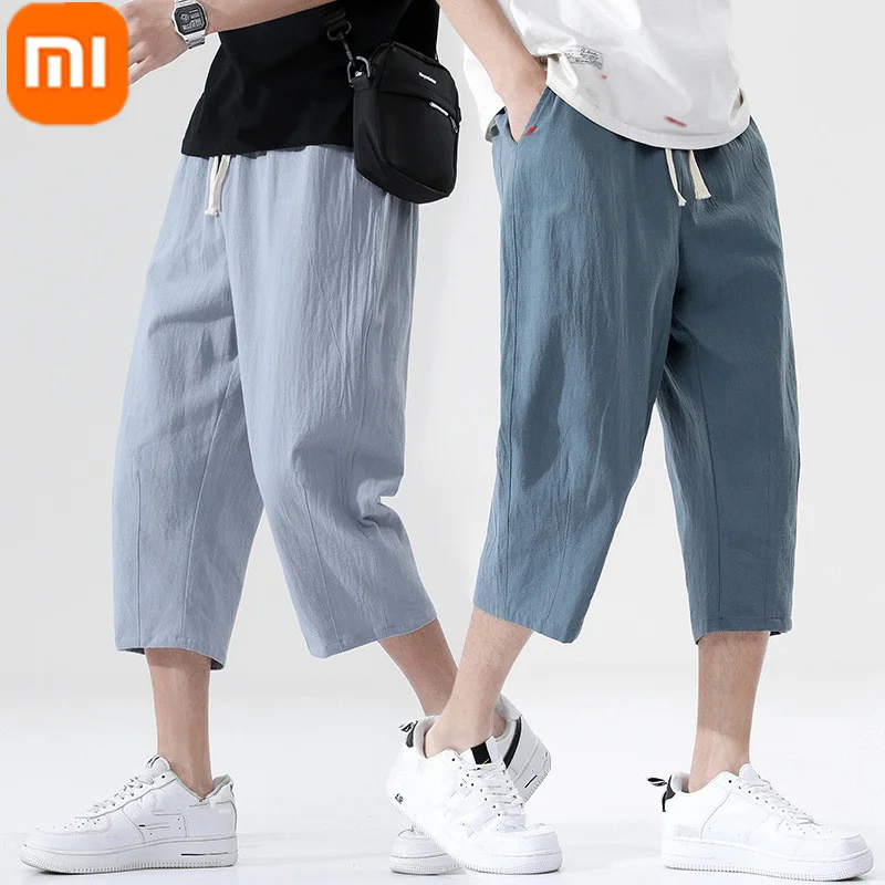 

New Xiaomi YOUPIN Cotton Casual Seven Pants Men's Summer Comfortable Skin-friendly Breathable Japanese Loose Cotton Linen Shorts