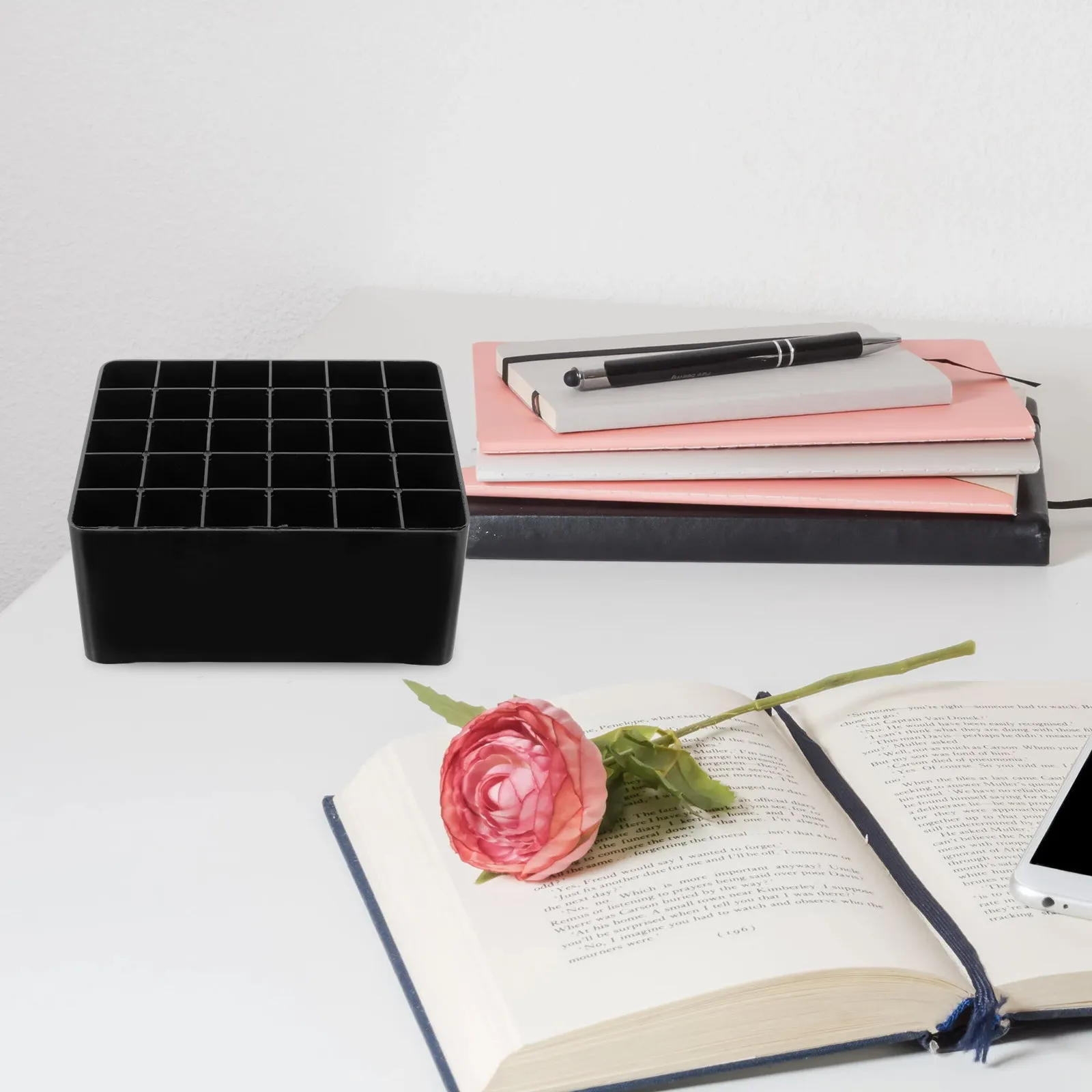 4Pcs Lightweight Plastic Mark Pen Holder 30-Slot Exquisite Fade-Resistant Desktop Pen Organizer Stationery Storage Box