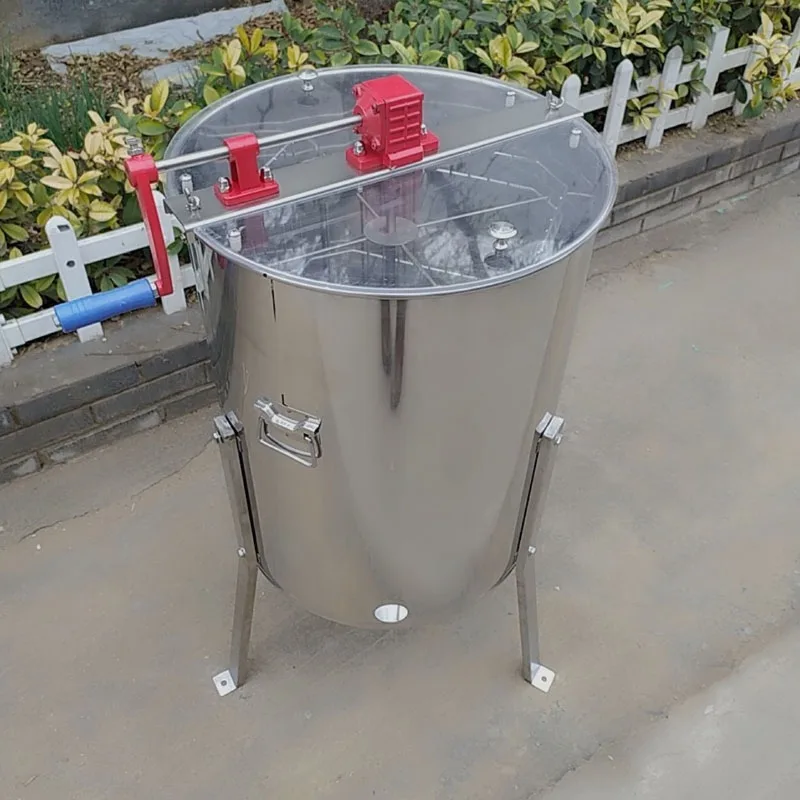 Manual four-frame honey shaker with bracket Stainless steel honey separator with bracket flow