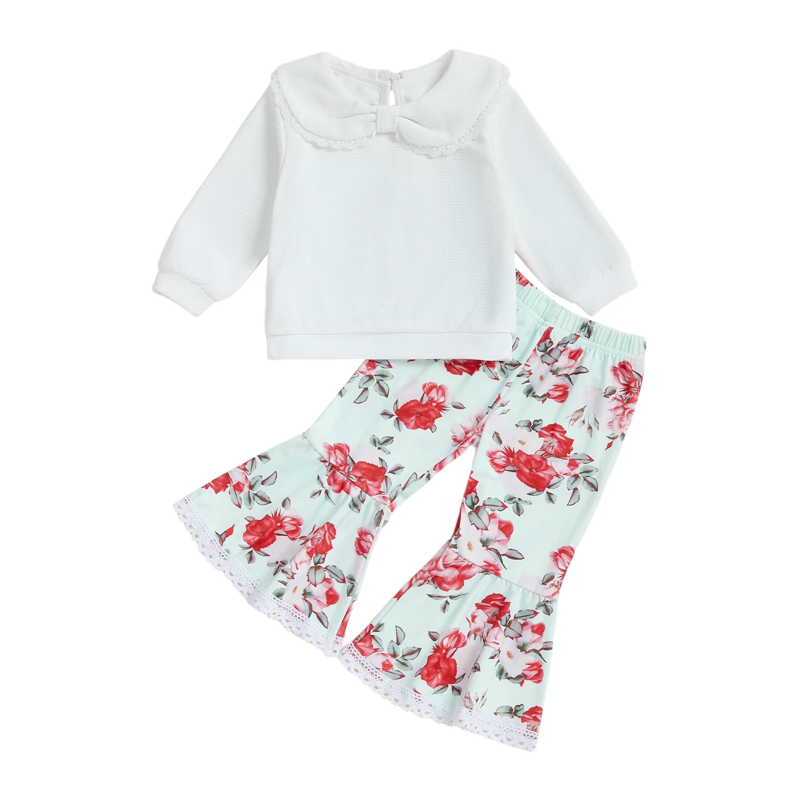 

Cute Baby Girl 2-Piece Winter Outfits Ruffle Sleeve Sweater Leggings Set Infant Clothing for Cold Weather