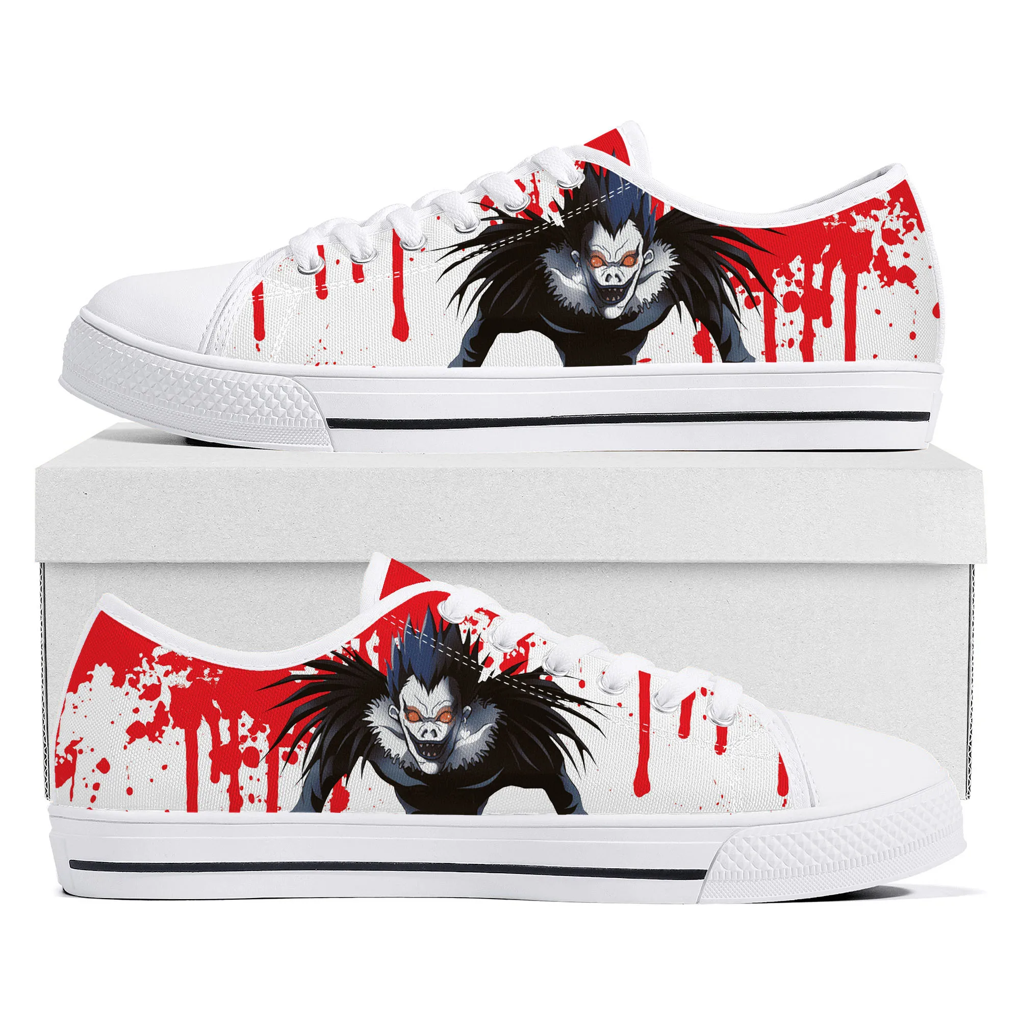 Cartoon Demon Ryuk Horror Halloween Death Note Low Top Sneakers Mens Womens Teenager Canvas Sneaker Couple Shoes Custom Shoe