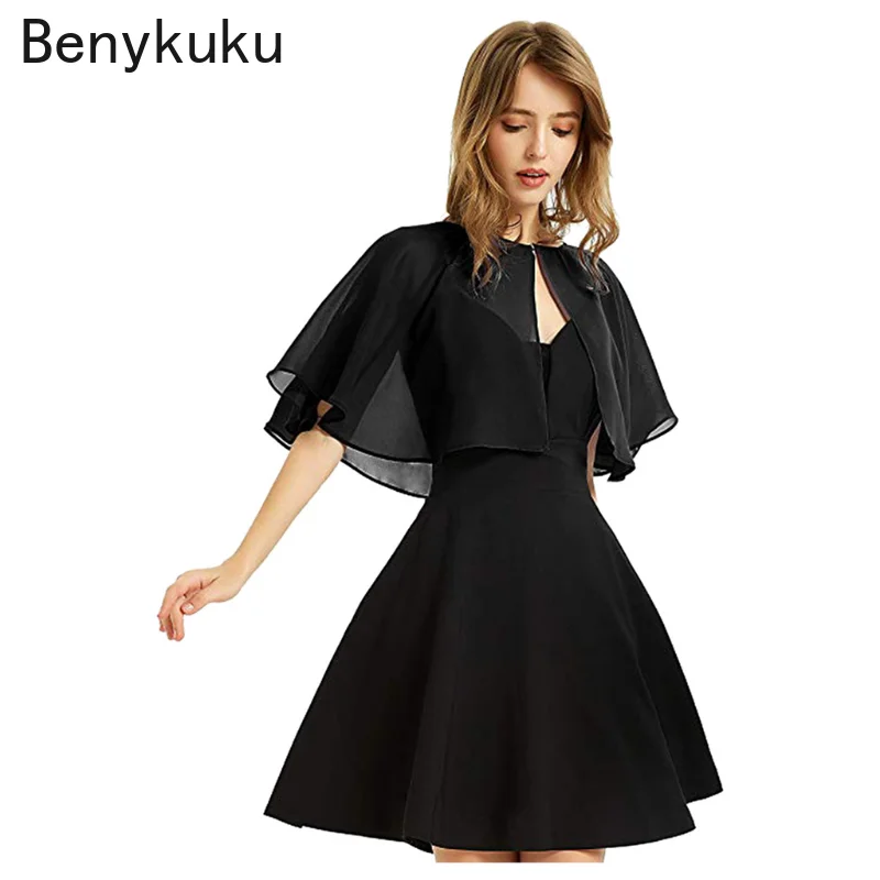 Women Cape Blouse Cloak Shawl Korean Solid Chiffon Bolero Summer Sun Protection Clothing for Bridal Wedding Dress Sunscreen 2025