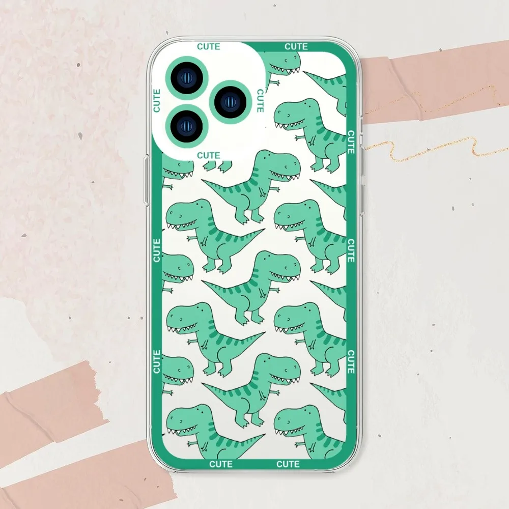 Linda funda de teléfono de dinosaurio para Samsung S20, S21, S22, S23 Fe Lite Plus, carcasa de borde Ultra transparente