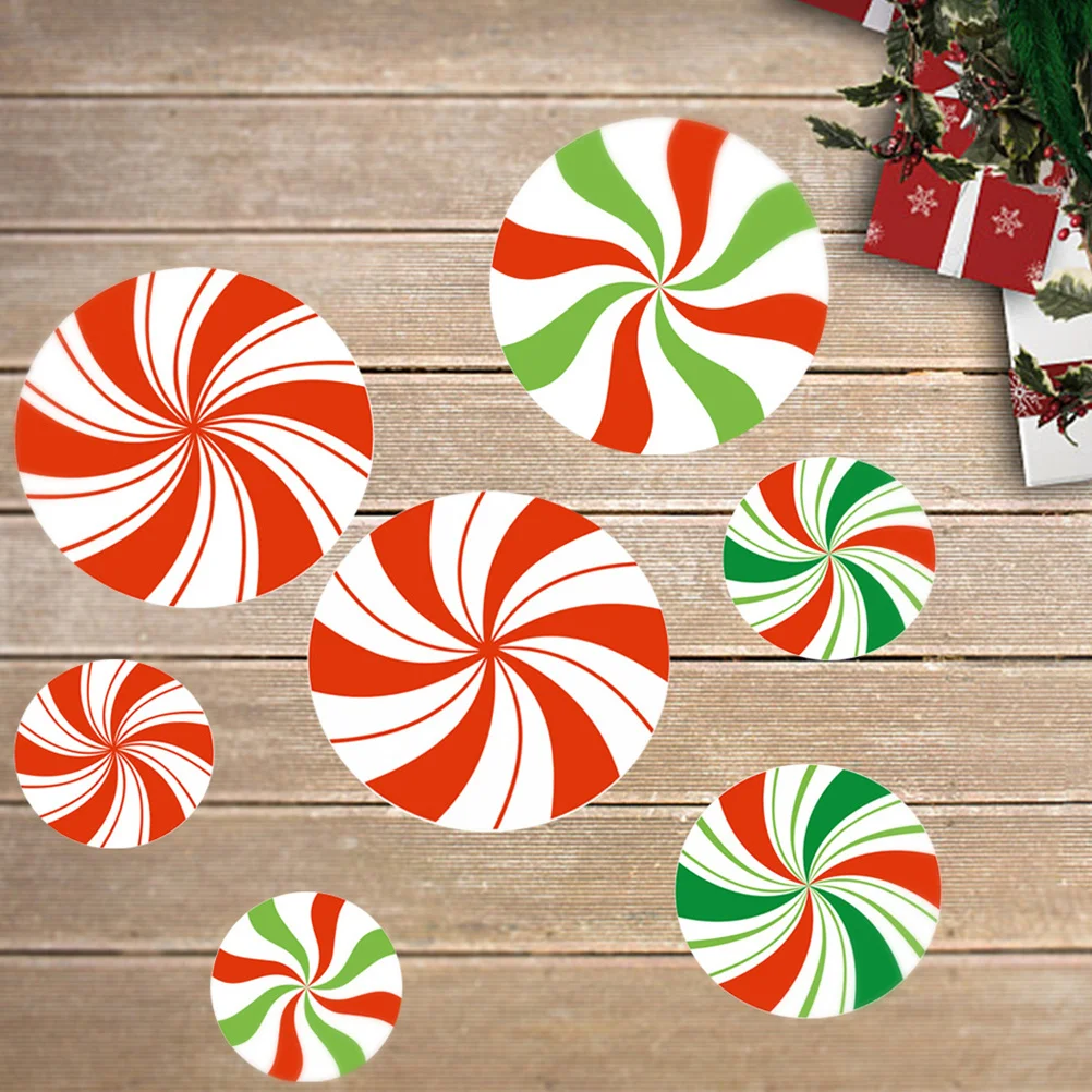 

12Pcs Round Candy Sticker for Christmas Party Wall Floor Window Decoration Self-Stick PVC Decal Easy to Apply Remove Home Office