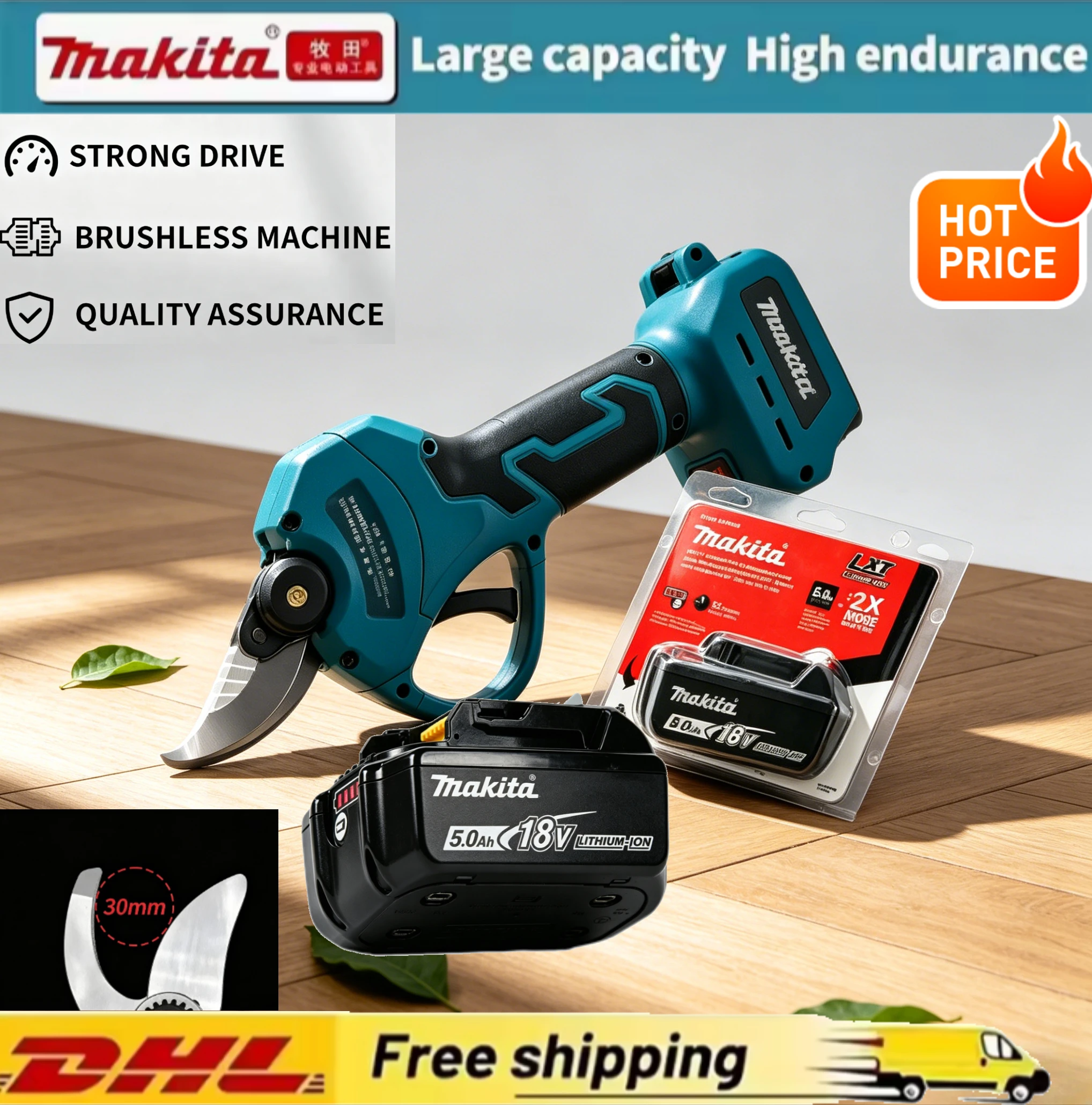 

Premium 100% Original Makita 18V 6Ah Replacement Battery BL1860，Power Tool Complete Kit ，for Drill & Tree Trimming Shear