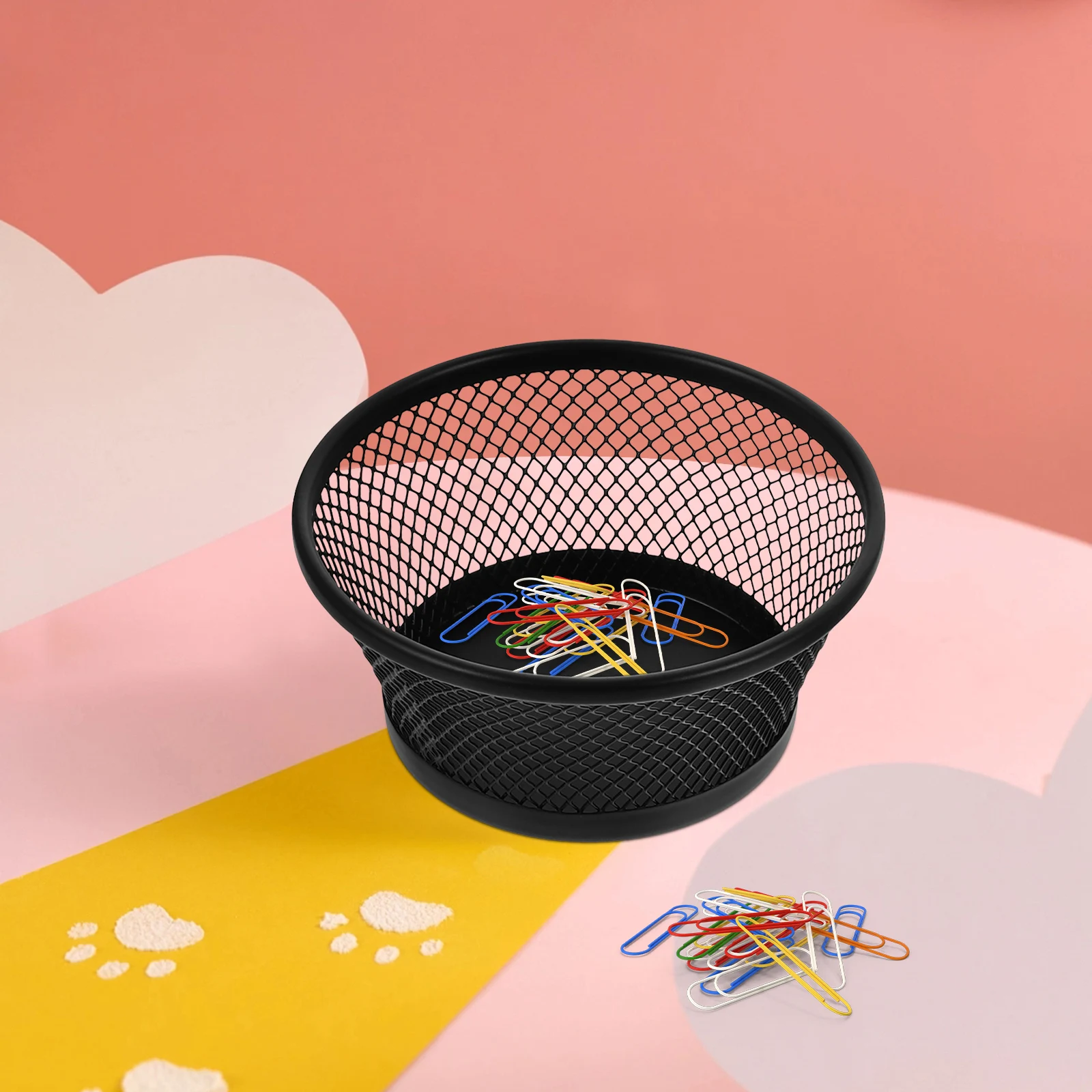 

2 Pcs Household Paper Clip Barrel Clips Office Accessories for Desk Metal Silver Mesh Holder Paperclip Holders
