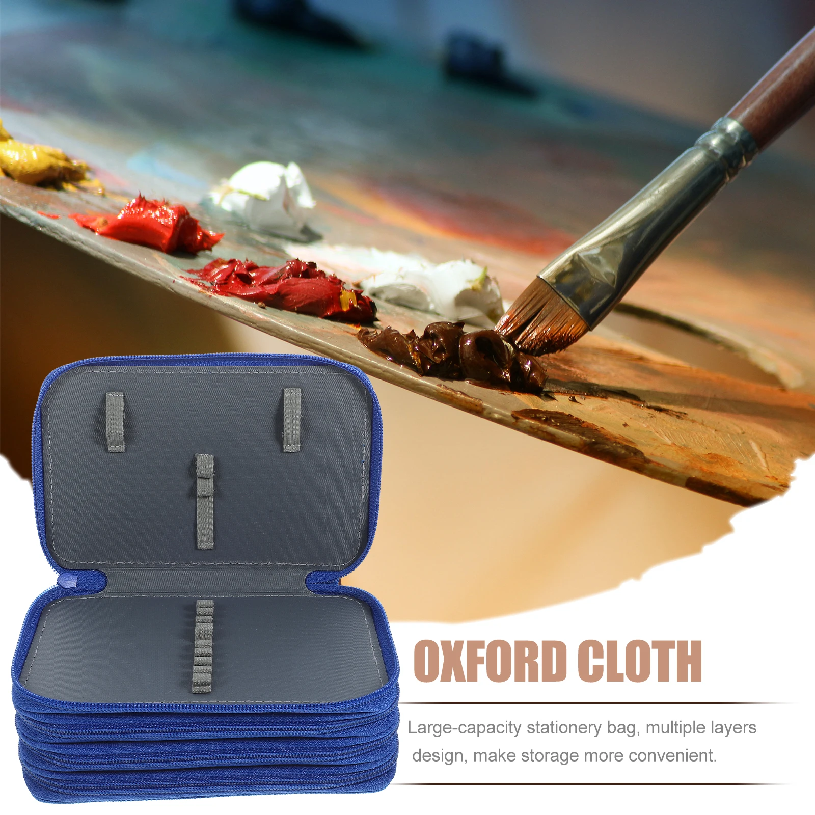 

Oxford Cloth 72 Color Pencils Stationery Bag Large Capacity Multi Layers Zipper Pencil Case Fabric Pouch Student Kids Gift Art