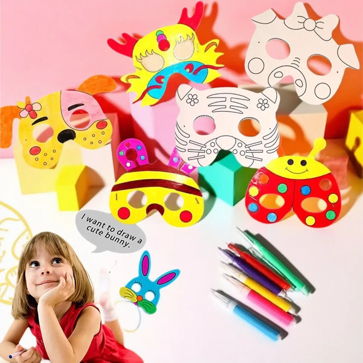 8-teiliges DIY Cartoon-Tier-Malset für Kinder, Kreatives Graffiti-Kunst-Bastelset, Ideal für Kindergarten und als Kindergeschenk
