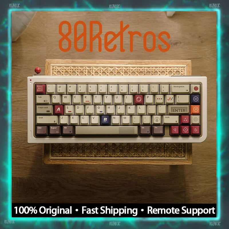 

80Retros GB65 Механическая клавиатура в стиле ретро 65% раскладка Индивидуальный Hi-Fi-переключатель с возможностью горячей замены BT 2,4G Беспроводные колпачки для клавиш в стиле ретро